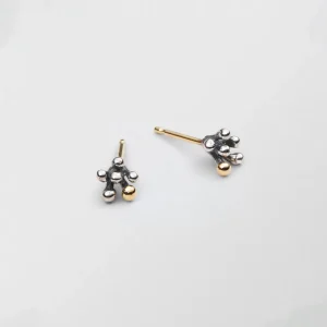 Sandberg “Havsanemon Guld Oxiderat Silver” – Örhängen