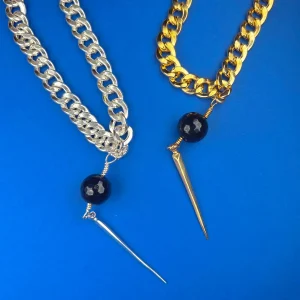 Halsband - Chunky med Sten & Lång Nit