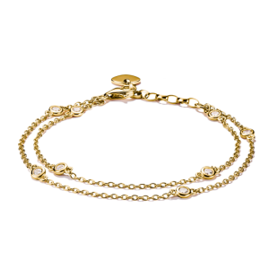 Thomas Sabo “Elyndra Dubbelradigt Armband Zirconia Guld” – Armband