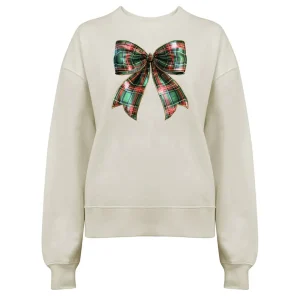 Jultröja med Grön/Röd Rutig Rosett – Klassisk Julstil