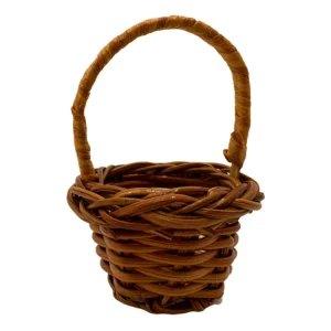Miniatyr – Brun korg med handtag, dekoration till dockhus