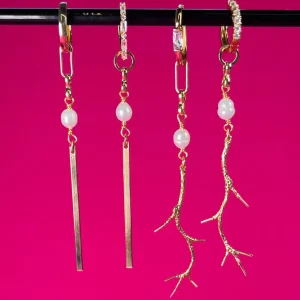 Örhängen - Gren och stav med pärla