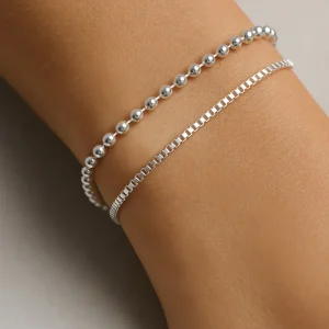Beaded Chain Armband, 3 mm | 925 silver