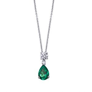 Vidal & Vidal “Emerald Teardrop Necklace Sterlingsilver” – Halsband