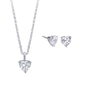 Vidal & Vidal “Heart Necklace & Earrings Sterlingsilver” – Set