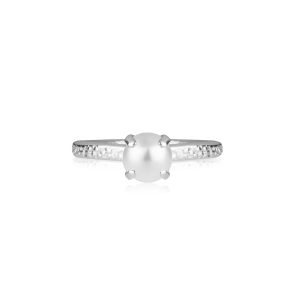 Ring “Natti Ring Rhodium – Pearl” – Caroline Svedbom