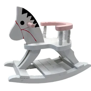 Miniatyr – Gunghäst, vit och rosa, leksak för dockor och dockhus