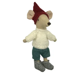 Miniatyr – Stickad tröja till storasyster/storebror mus, kofta i merinoull till möss