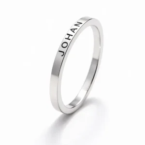 Ring 2 mm med utvändig gravyr, Dam | 925 silver