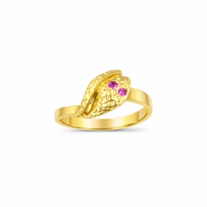 Ring orm med rosa ögon 18k guld