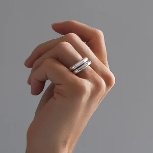 Mila Combo Ring stack 4 mm ringar, blanka | 925 silver