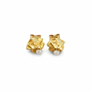 Rivna örhängen 18k guld med pärla